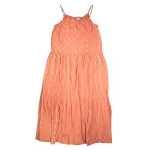 Wonderly Sleeveless Maxi Tiered Dress Spaghetti Strap Peach Melon Color Women XL